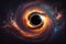 Ai Generative A mesmerizing view of a black hole with its radiant plasma disk in the depths of space