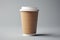 Ai Generative Paper coffee cup mockup on grey background. 3d rendering