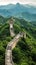 AI Generative photo of beautiful and breath-taking wide shot of the Great Wall of China,