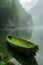 AI generative photography, a wooden boat floating on the river