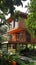 AI generative photography wooden house in the orange garden