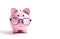 Ai generative. Pink piggy bank on a white