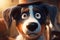 Ai Generative Portrait of Australian shepherd dog with hat on his head