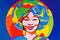 Ai Generative Portrait of a beautiful girl with a colorful face. International Women\\\'s Day
