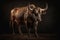 Ai Generative Portrait of a bull on a dark background. Studio photography