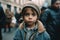 Ai generative Portrait of a cute little boy on the street in the city