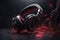 Ai Generative Professional dj headphones on a black background. 3d rendering toned image