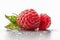 Ai Generative Ripe raspberry with water drops on a white background. Isolated
