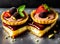 Ai Generative Strawberry Tartlets and Cakes with Creamy Custard and Fresh Berries
