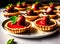 Ai Generative Strawberry Tartlets and Cakes with Luscious Custard and Cream Topping