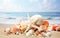 Ai generative. Summer beach with strafish and shells