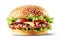 AI generative. Tasty burger isolated on white background
