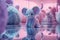 Ai Generative Teddy bear on the floor with reflection. Pastel tone.