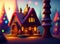 Ai Generative Whimsical Gingerbread Candy Village with House in Cinematic Scene