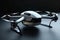 Ai Generative White quadcopter modern drone with camera on black background. 3d rendering