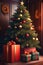 ai generator, artificial intelligence, neural network image. Merry Christmas and Happy New Year. cozy interior,