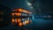 Ai generator photo of tour boats, cruise ships, at night you can see the Milky Way