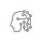 AI Head with Circuits vector Artificial Intelligence concept line icon