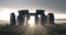 AI Illstraion of the famous landmark stonehenge near Salisbury in counter light of rising sun
