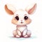 AI illustration of An adorable white cartoon rabbit with large ears and eyes