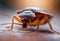 An AI illustration of a bed bug on top of a table covered in food