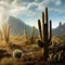 AI Illustration of a cactus under a stormy sky