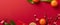 AI illustration of Chinese New Year concept with flowers and mandarins. Extra wide banner. Copy space