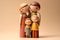 AI illustration of a family of wooden figurines on a wooden table