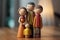 AI illustration of a family of wooden figurines on a wooden table