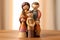 AI illustration of a family of wooden figurines on a wooden table