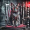 AI ILLUSTRATION gothic cat with red glowing eyes 2304 square