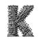 AI illustration of the letter K made from nails on a white background