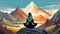 AI illustration of person meditating on mountain