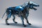 AI illustration of A robotic canine is featured with a metallic head and neck.