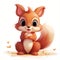 AI illustration of A small, adorable squirrel