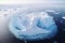 An AI illustration of some ice floes are melting in the ocean with a blue sky