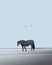 An AI illustration of two horses are walking in the ocean water together at the beach