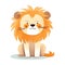 Ai Image Generative Illustration of a charming little lion baby isolated on white background.