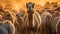 Ai Image Generative Photography of a herd of camels.