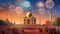 AI Image Generative Sunset during celebration in Taj Mahal.