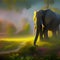 AI image of the prehistoric elephant in the misty jungle