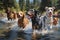 AI images portraying dogs embarking on thrilling lakeside adventures