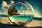 Ai midjourney illustration of a bubble with a paradise island inside