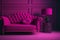 Ai midjourney illustration of a magenta sofa in a magenta colored room