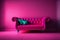 Ai midjourney illustration of a pink sofa in a pink room