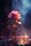 AI photograph of a red rose under the rain