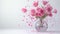 AI photography,flower vase, pink rose is in the vase