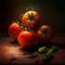 AI recreation artistic of red tomatoes as still life painting