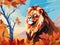 Ai rendered of a artistic graphic painting with a lion