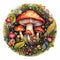 AI rendered colourful round illustration of mushrooms